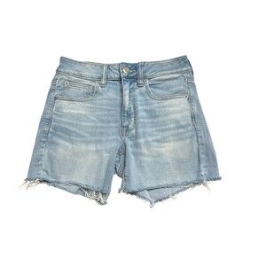 American Eagle Women's 6 Light Wash Hi-Rise Shortie Shorts Denim 4" Inseam